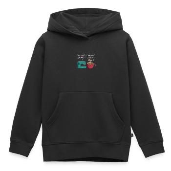 Coudre du café - Sweat Premium à capuche enfant bio - noir - Devant - AI Model Kid Male (0cm)