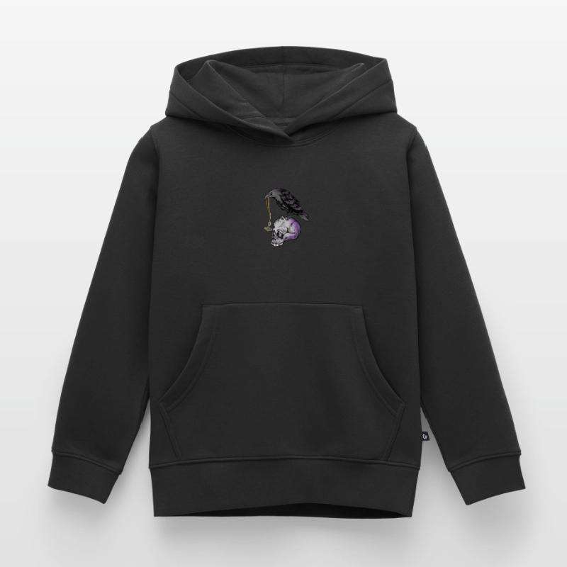 Gothic Krähe mit Mjölnir Kette auf Schädel - Goth Kinder Premium Organic Hoodie