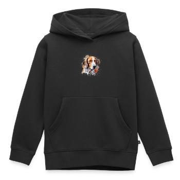 Foxhound d’Amérique - Sweat Premium à capuche enfant bio - noir - Devant - AI Model Kid Male (0cm)