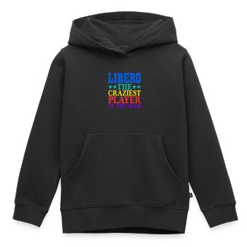 Libero, le joueur le plus fou de l’équipe 2 - Sweat Premium à capuche enfant bio - noir - Devant - AI Model Kid Male (0cm)