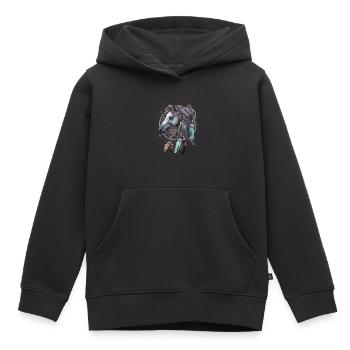 Traumfänger Pferd Federn Esoterik - Kinder Premium Organic Hoodie - Schwarz - Vorne - AI Model Kid Male (0cm)