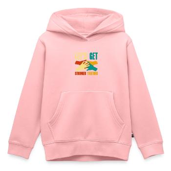 Soyons plus forts ensemble 2 - Sweat Premium à capuche enfant bio - rose - Devant - AI Model Kid Female (0cm)