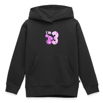 Dinosaure mignon Je suis 3 Dino Birthday Girl - Sweat Premium à capuche enfant bio - noir - Devant - AI Model Kid Male (0cm)