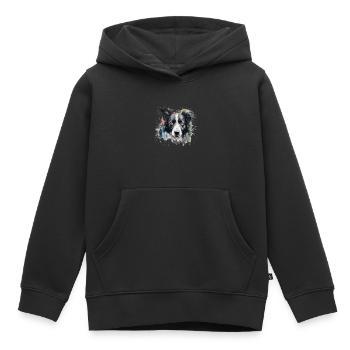 Border Collie - Sweat Premium à capuche enfant bio - noir - Devant - AI Model Kid Male (0cm)