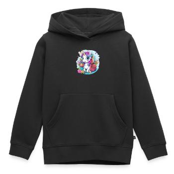 Unicorn Schoolchild School Enrollment Girl Gift - Kids Premium Organic Hoodie - black - Front - AI Model Kid Male (0cm)