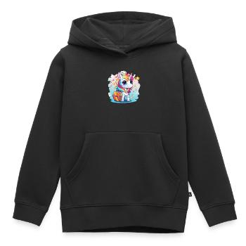 Unicorn Schoolchild School Enrollment Girl Gift - Kids Premium Organic Hoodie - black - Front - AI Model Kid Male (0cm)