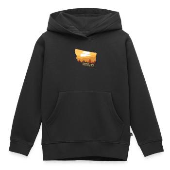 Montana - Sweat Premium à capuche enfant bio - noir - Devant - AI Model Kid Male (0cm)