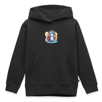 Unicorn Schoolchild School Enrollment Girl Gift - Kids Premium Organic Hoodie - black - Front - AI Model Kid Male (0cm)