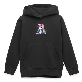 Unicorn Schoolchild School Enrollment Girl Gift - Kids Premium Organic Hoodie - black - Front - AI Model Kid Male (0cm)