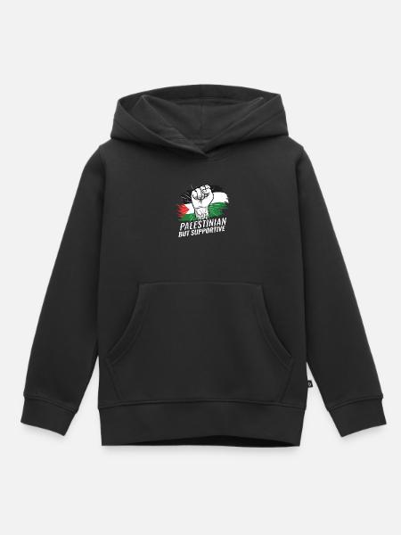 Niet Palestijnse maar ondersteunende Palestijnse vlag - Kinder Premium hoodie biologisch - zwart