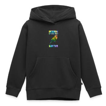 L’inséparable Méfiez-vous du petit rapace Liebesvögel - Sweat Premium à capuche enfant bio - noir - Devant - AI Model Kid Male (0cm)