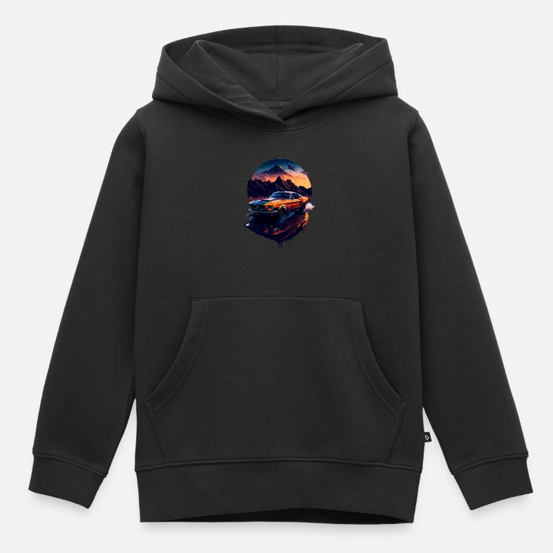 Voiture de sport classique - Sweat Premium à capuche enfant bio - noir