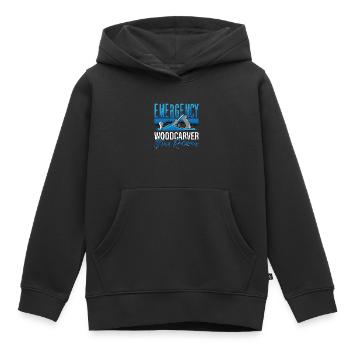 Sculpture sur bois Sculpture sur bois d’urgence Travail du bois - Sweat Premium à capuche enfant bio - noir - Devant - AI Model Kid Male (0cm)