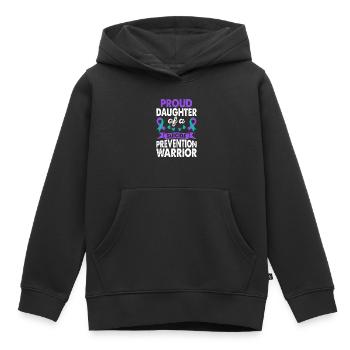 Fille du guerrier de la prévention du suicide - Sweat Premium à capuche enfant bio - noir - Devant - AI Model Kid Male (0cm)