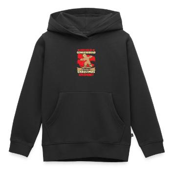 Noël Boulangerie en pain d’épices Cuisine Scène de crime - Sweat Premium à capuche enfant bio - noir - Devant - AI Model Kid Male (0cm)