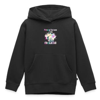 Kakaduu Serviteur personnel de mon cacatoès - Sweat Premium à capuche enfant bio - noir - Devant - AI Model Kid Male (0cm)