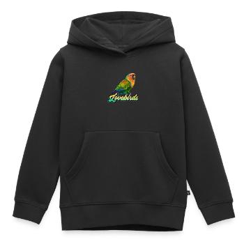 Les tourtereaux LOVE Bird Love Birds Lovebird - Sweat Premium à capuche enfant bio - noir - Devant - AI Model Kid Male (0cm)