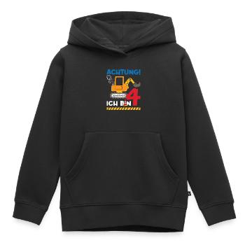 Achtung Ich bin Vier - Kinder Premium Organic Hoodie - Schwarz - Vorne - AI Model Kid Male (0cm)
