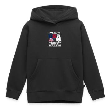 Malawi - Kids Premium Organic Hoodie - black - Front - AI Model Kid Male (0cm)