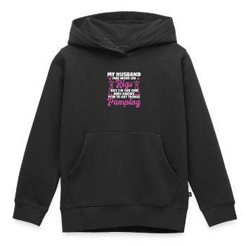 Travailleur pétrolier Rig Roughneck Oilfield Woman - Sweat Premium à capuche enfant bio - noir - Devant - AI Model Kid Male (0cm)