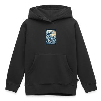 Megalodon Hokusai Art Japonais Humour Kanagawa - Sweat Premium à capuche enfant bio - noir - Devant - AI Model Kid Male (0cm)