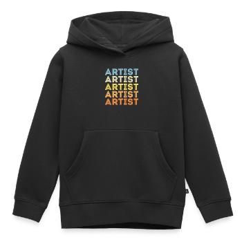 Artiste - Sweat Premium à capuche enfant bio - noir - Devant - AI Model Kid Male (0cm)
