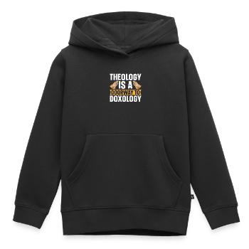 La théologie est une porte d’entrée vers la doxologie biblique religieuse - Sweat Premium à capuche enfant bio - noir - Devant - AI Model Kid Male (0cm)