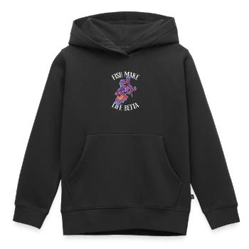 Combat de poissons Betta - Sweat Premium à capuche enfant bio - noir - Devant - AI Model Kid Male (0cm)