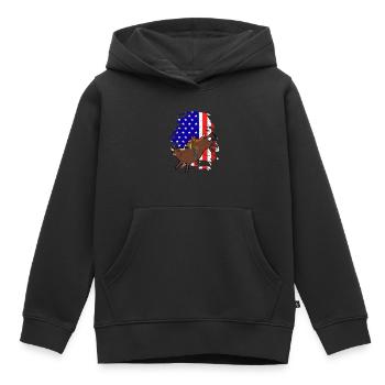 Taureaux équitation rodéo cadeau - Sweat Premium à capuche enfant bio - noir - Devant - AI Model Kid Male (0cm)