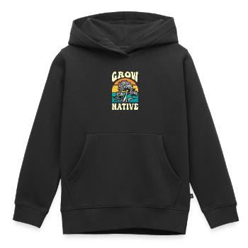 Asclépiade Grow Native Retro Monarchs Entomologistes - Sweat Premium à capuche enfant bio - noir - Devant - AI Model Kid Male (0cm)