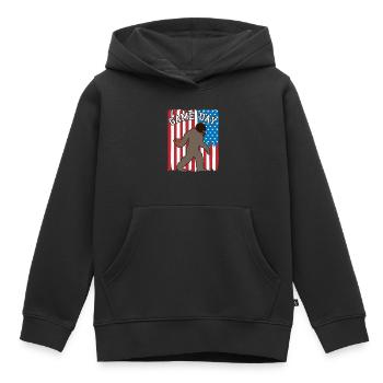 Bigfoot Patriot USA Flagge Hingucker - Kinder Premium Organic Hoodie - Schwarz - Vorne - AI Model Kid Male (0cm)