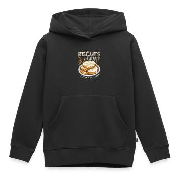 Biscuits & Sauce Farine Vraiment Humide Cuisine du Sud - Sweat Premium à capuche enfant bio - noir - Devant - AI Model Kid Male (0cm)