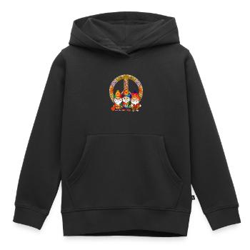 Trois Gnomes Hippies Groovy Bandage Dye Gnomies - Sweat Premium à capuche enfant bio - noir - Devant - AI Model Kid Male (0cm)