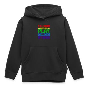 Caution Does Not Play Well With Others 66 - Kinder Premium Organic Hoodie - Schwarz - Vorne - AI Model Kid Male (0cm)