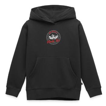 Mode Bras de fer activé - Bras de fer Bras de fer - Sweat Premium à capuche enfant bio - noir - Devant - AI Model Kid Male (0cm)
