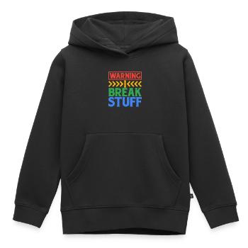 Warning I Break Stuff 6 - Kinder Premium Organic Hoodie - Schwarz - Vorne - AI Model Kid Male (0cm)