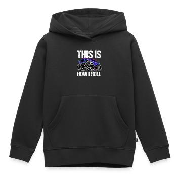 Rollender Monstertruck Abenteuer Drang - Kinder Premium Organic Hoodie - Schwarz - Vorne - AI Model Kid Male (0cm)