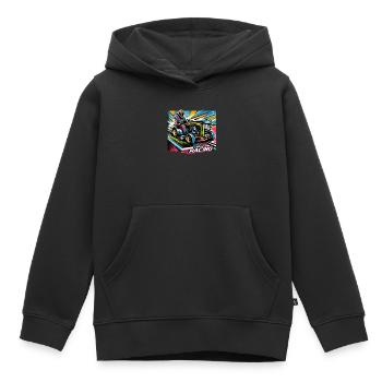 Tondeuse à gazon Tondeuse à gazon de course Tondeuse à gazon de course - Sweat Premium à capuche enfant bio - noir - Devant - AI Model Kid Male (0cm)