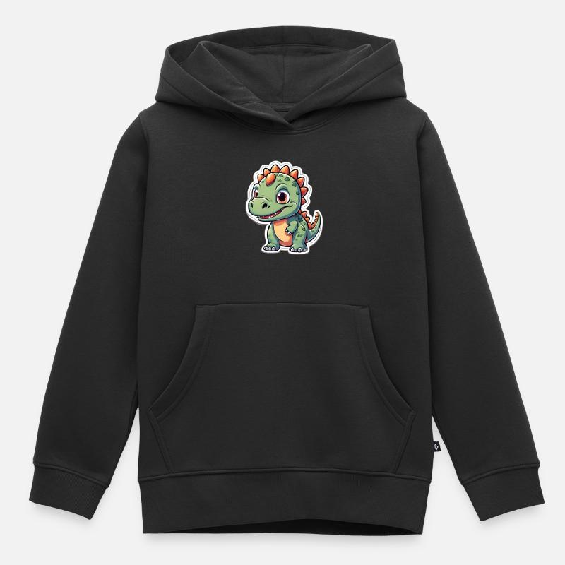 Chiot dinosaure amical - Sweat Premium à capuche enfant bio - noir