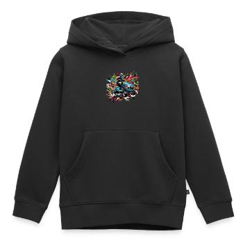 Tondeuse à gazon Tondeuse à gazon de course Tondeuse à gazon de course - Sweat Premium à capuche enfant bio - noir - Devant - AI Model Kid Male (0cm)