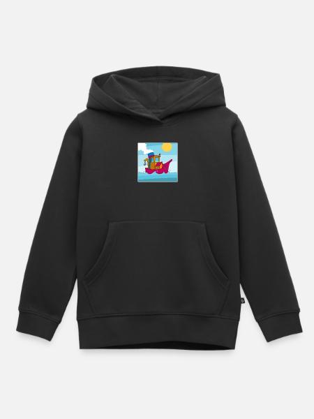 Buntes Bild eines lustigen Schleppers - Kinder Premium Organic Hoodie - Schwarz