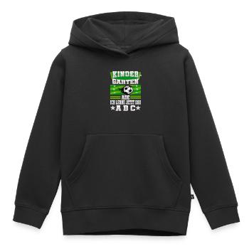 Bye Kindergarten Fußball Kita Abgänger Junge - Kinder Premium Organic Hoodie - Schwarz - Vorne - AI Model Kid Male (0cm)