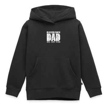 Souffleur de verre Papa L’idole Le mythe Le verrier - Sweat Premium à capuche enfant bio - noir - Devant - AI Model Kid Male (0cm)