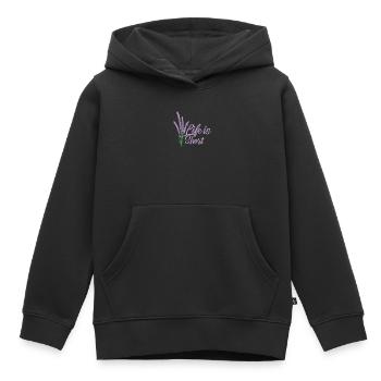 Life is short Lavendel Garten Duft - Kinder Premium Organic Hoodie - Schwarz - Vorne - AI Model Kid Male (0cm)