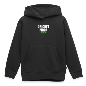 Mode Cricket activé - Joueur de cricket Cricket Cricket - Sweat Premium à capuche enfant bio - noir - Devant - AI Model Kid Male (0cm)
