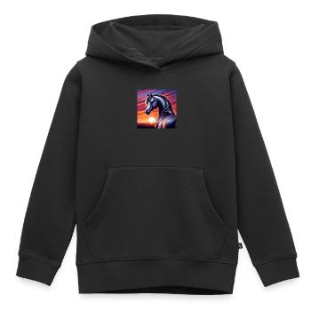 Arabische Pferdezeichnung - Kinder Premium Organic Hoodie - Schwarz - Vorne - AI Model Kid Male (0cm)
