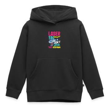 Laser tag d’intérieur tenue de fête laser tag - Sweat Premium à capuche enfant bio - noir - Devant - AI Model Kid Male (0cm)