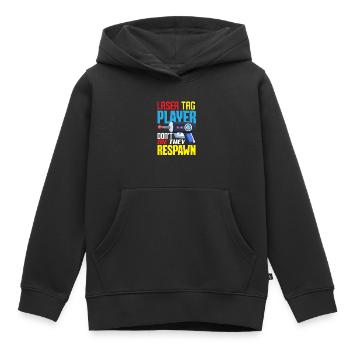 Laser tag d’intérieur tenue de fête laser tag - Sweat Premium à capuche enfant bio - noir - Devant - AI Model Kid Male (0cm)