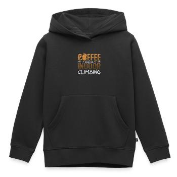 Café d’escalade en salle avant l’amateur de café Climber - Sweat Premium à capuche enfant bio - noir - Devant - AI Model Kid Male (0cm)