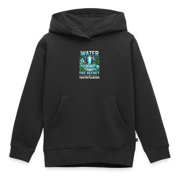 Hydratation Boire de l’eau Rester hydraté - Sweat Premium à capuche enfant bio - noir - Devant - AI Model Kid Male (0cm)